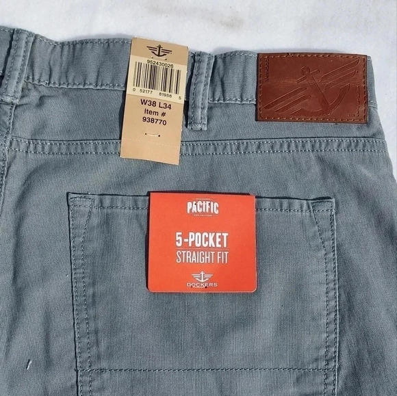 NWT Dockers Pacific 5 Pocket Straight Fit Grey Pants Men W38 L34 - Picture 3 of 10